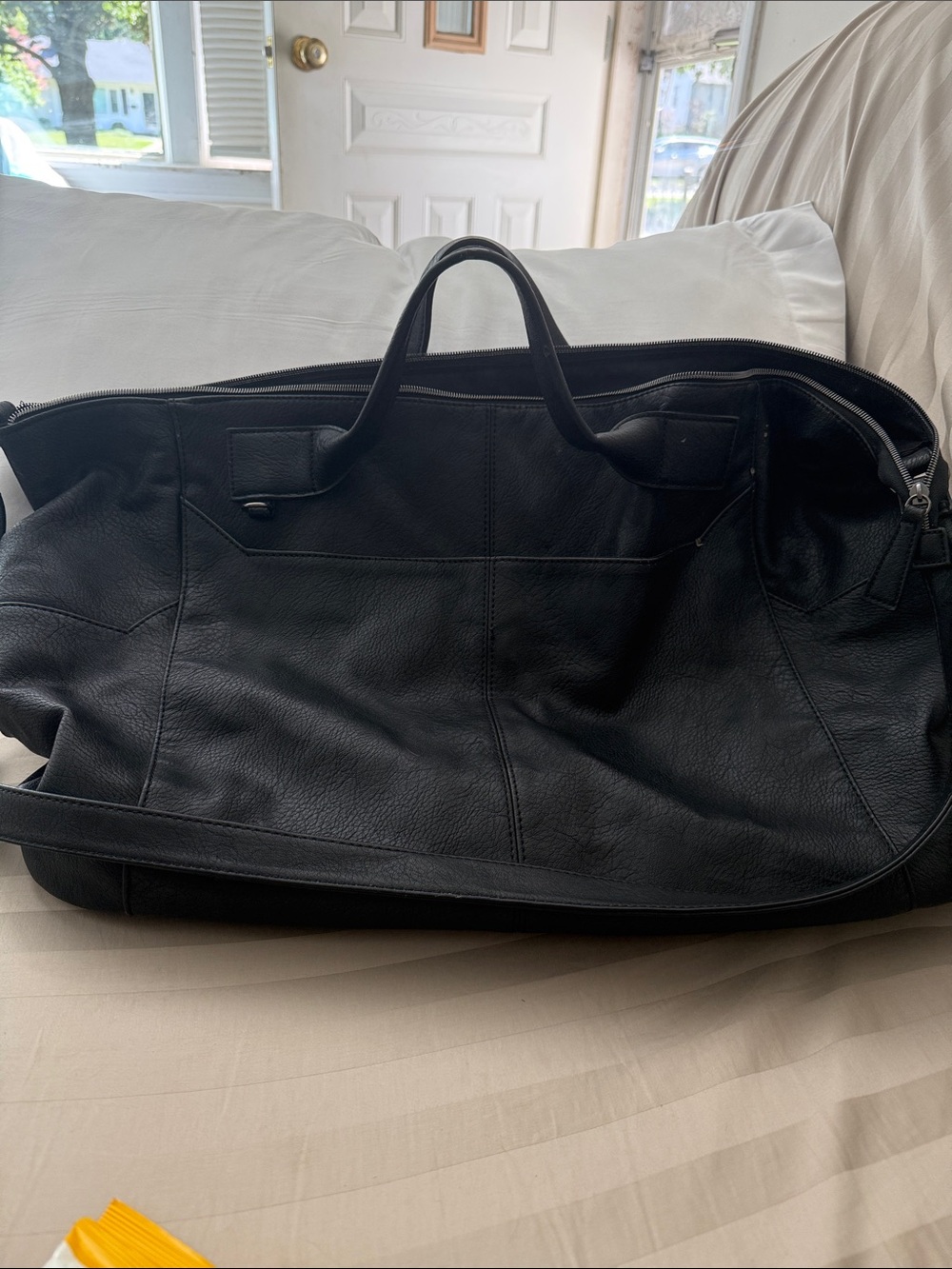 Black Leather Weekender Bag - Men/Woman